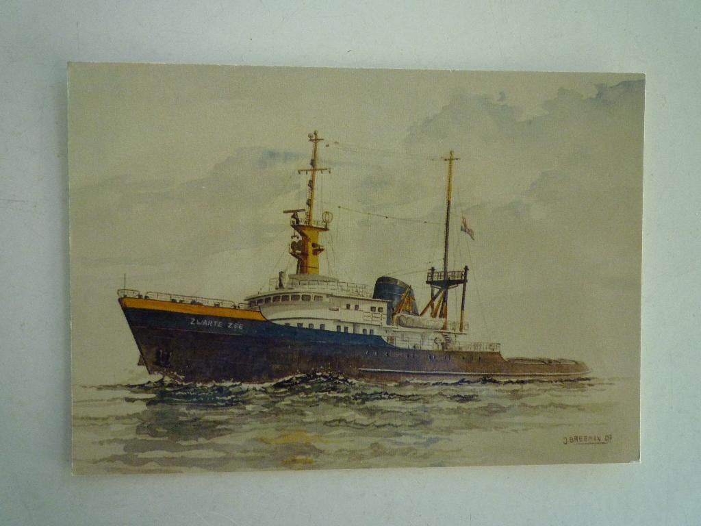 Motorschip MS Zwarte zee kunstkaart J. Breeman maritiem, Ophalen of Verzenden, Voor 1920