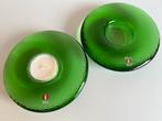 Set 2 Iittala Fins Nappi Waxinelichthouder Glas Groen M Salo, Ophalen of Verzenden, Zo goed als nieuw, Kandelaar