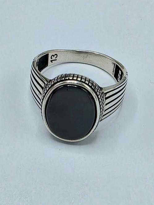 Zilveren Heren Zegelring Met Onyx, Sieraden, Tassen en Uiterlijk, Ringen, Zo goed als nieuw, Heer, 20 of groter, Zilver, Zilver