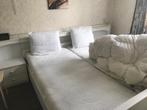 2 persoons bed met ombouw en linnenkast, Huis en Inrichting, Slaapkamer | Bedden, 180 cm, Gebruikt, Wit, Hout