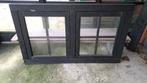 Uitzetraam dubbel, Zwart, Ophalen, 80 tot 120 cm, Nieuw, Glasplaat