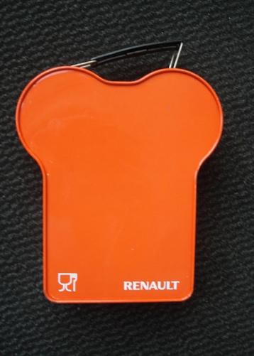 Zeldzame vintage metalen grote Renault lunchbox autoreclame beschikbaar voor biedingen