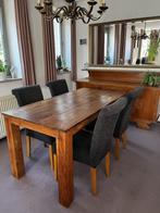 Eettafel met 4 stoelen, Ophalen, Gebruikt, 100 tot 150 cm, Eikenhout