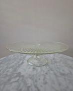 Antieke vintage geperst glazen taartschaal op voet plateau, Huis en Inrichting, Ophalen of Verzenden, Zo goed als nieuw