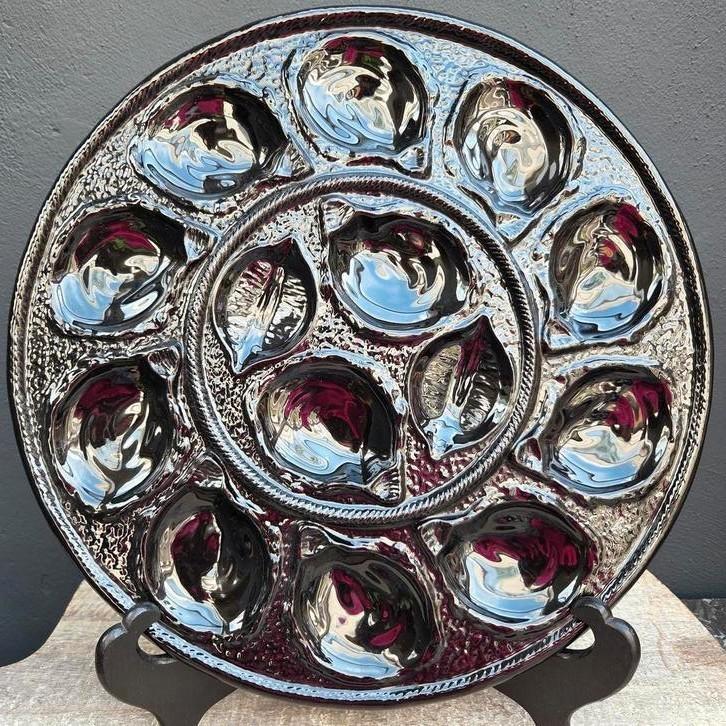 Antiek St Clement faience Frankrijk Zeldzame oesterschaal, Antiek en Kunst, Antiek | Keramiek en Aardewerk, Ophalen of Verzenden