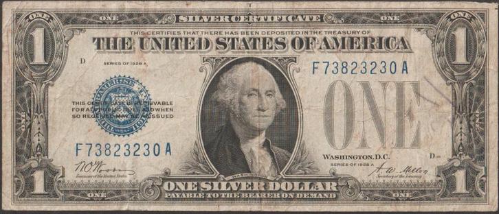 U.S.A. 1 dollar 1928 A gebruikt p.412a (nr 177), Postzegels en Munten, Bankbiljetten | Amerika, Los biljet, Noord-Amerika, Verzenden