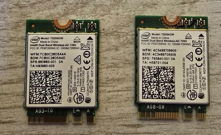 2x WiFi module 7265NGW Intel Dual Band Wireless AC 7265, Computers en Software, Netwerkkaarten, Gebruikt, Intern, Ophalen of Verzenden