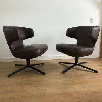 Set 2 IZGS Vitra Petit Repos bruin leer draaibaar beschikbaar voor biedingen