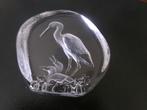 Mats Jonasson Crystal Ooievaar op Nest - Art Glass Sculpture, Antiek en Kunst, Antiek | Glas en Kristal, Ophalen of Verzenden