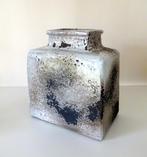 Keramiek blokvaas beige met bruin Mendoza Ceramano 6211-g, Ophalen of Verzenden