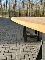 Organische Kiezel eettafel 300x120x3 schuin verjongd eiken, Ophalen, 100 tot 150 cm, Eikenhout, Vijf personen of meer