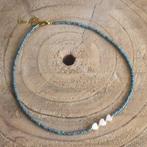 Turquoise Miyuki kralen ketting staal kort dames met hartjes, Overige materialen, Verstelbaar, Nieuw, Verzenden