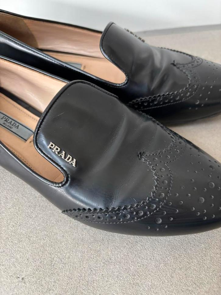 Prada Leren Brogue Loafers - Maat 36,5-37, Kleding | Dames, Schoenen, Gedragen, Instappers, Zwart, Ophalen of Verzenden