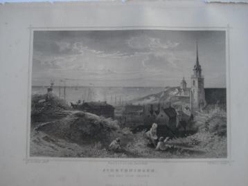 56 A Scheveningen vanaf het Duin gezien Staalgravure 1860 beschikbaar voor biedingen