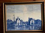 Schilderij van  Delftsblauwe tegeltjes., Ophalen, Zo goed als nieuw, 50 tot 75 cm, Schilderij