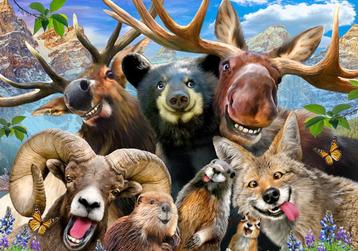 Bosdieren fotobehang Selfie, eland, beer, *Muurdeco4kids beschikbaar voor biedingen