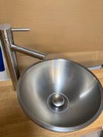 Toiletblok en waskom roestvrijstaal + hoge kraan., Huis en Inrichting, Badkamer | Badkamermeubels, Gebruikt, 100 tot 150 cm, Ophalen of Verzenden