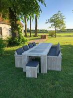 Steigerhout Tuinset deluxe met stoelen en bank, Nieuw, Steigerhout, Bank