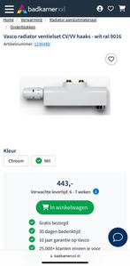 Vasco radiator ventielset CV/VV haaks - wit ral 9016, Ophalen, Nieuw