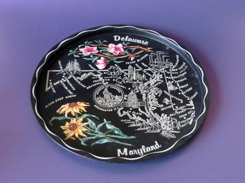 Dienblad jaren 50 Delaware Maryland USA zwart metaal ron beschikbaar voor biedingen