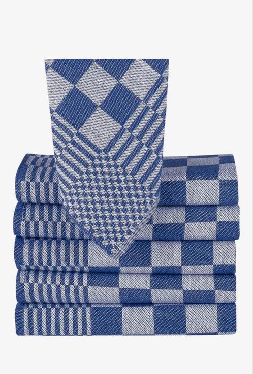 Theedoeken 70x70 6 stuks blauw wit, Huis en Inrichting, Keuken | Textiel, Nieuw, Theedoek of Handdoek, Overige kleuren, Ophalen
