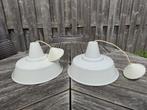 Twee witte metalen plafondlampen retro, Ophalen, Gebruikt, Metaal, Retro
