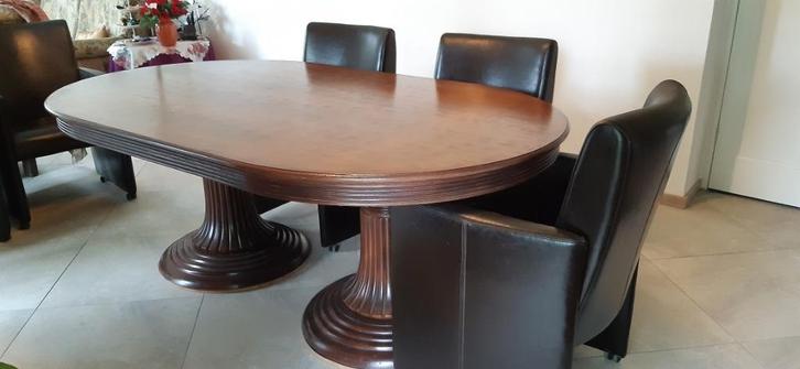 mahonie houten art deco tafel, Huis en Inrichting, Tafels | Eettafels, Gebruikt, 100 tot 150 cm, 200 cm of meer, Vijf personen of meer