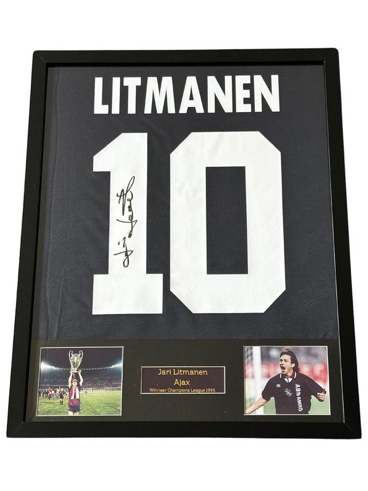 Jari Litmanen gesigneerd Ajax uitshirt, Verzamelen, Sportartikelen en Voetbal, Zo goed als nieuw, Shirt, Ajax, Verzenden
