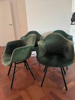 4 Eetkamer stoelen donkergroen velvet, Ophalen, Overige kleuren, Zo goed als nieuw, Vier