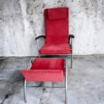 Vintage KEBE Lounge Stoel met Hocker - Jaren 80 Design, Ophalen, Gebruikt, Vintage, 75 tot 100 cm