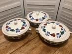 Boerenbont 3 grote dekschalen + deksel , royal boch, Antiek en Kunst, Ophalen