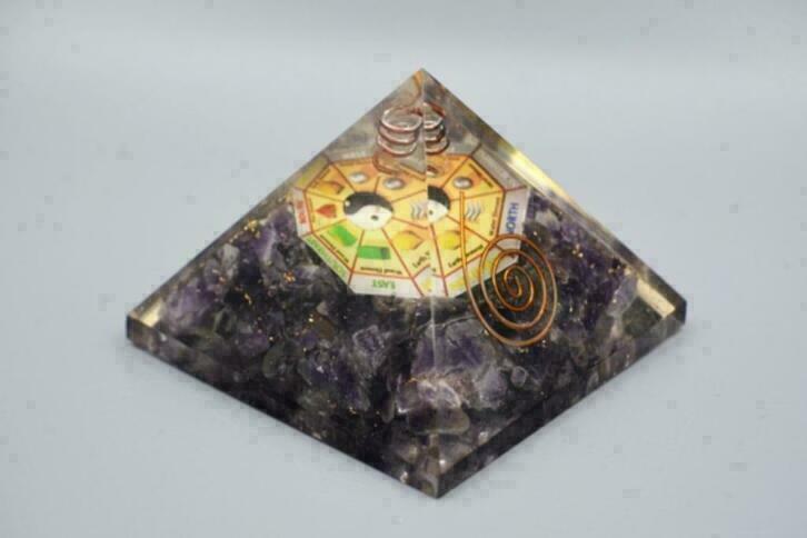 Amethist Orgoniet pyramide - 7 x 5,5 cm, Ophalen of Verzenden, Mineraal