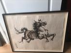 Vietnamese paard tekening in lijst, Huis en Inrichting, Minder dan 50 cm, Nieuw, Tekening, Ophalen of Verzenden