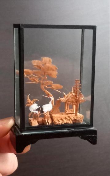 Vintage rechthoekig Chinese handgesneden kurk pastorale  beschikbaar voor biedingen