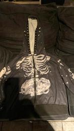 Halloween/geraamte jasje met rits mt s, Ophalen of Verzenden, Zo goed als nieuw, Zwart