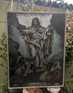 Gebrandschilderd Raamhanger Religie -Hemelvaart-gesigneerd, Antiek en Kunst, Antiek | Glas en Kristal, Ophalen of Verzenden