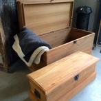 Dekenkist 100cm, onbehandeld teak, opbergkist, salontafel, 100 tot 150 cm, 50 tot 75 cm, Teakhout, Nieuw