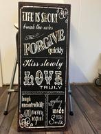 Metalen Bord met Leuke Tekst - Woondecoratie, Ophalen, Zo goed als nieuw