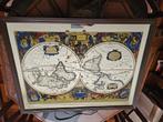 Wereldkaart in spiegelglas lijst, Antiek en Kunst, Kunst | Etsen en Gravures, Ophalen