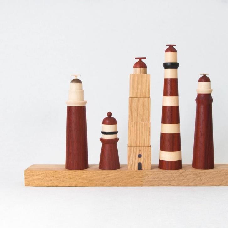 Unieke handgemaakte houten vuurtorens waddeneilanden, Huis en Inrichting, Woonaccessoires | Overige, Nieuw, Ophalen of Verzenden