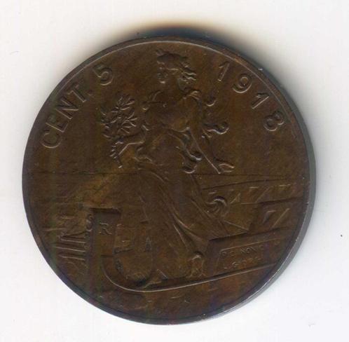 Italië 5 Centesimi 1918, Postzegels en Munten, Munten | Europa | Niet-Euromunten, Italië, Verzenden