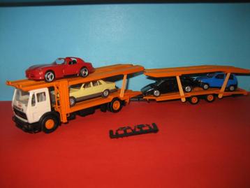 Auto-Transporter MERCEDES  oranje met 4 luxe wagens  Herpa beschikbaar voor biedingen