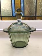 Brocante groen glazen potje met deksel, Antiek en Kunst, Antiek | Glas en Kristal, Ophalen of Verzenden