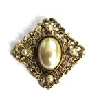 Vintage vergulden broche met parels., Sieraden, Tassen en Uiterlijk, Broches, Ophalen of Verzenden