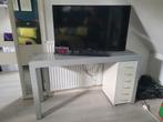 Sidetable staal met melkglas, Huis en Inrichting, Tafels | Sidetables, Ophalen, Gebruikt, 100 tot 150 cm, Glas