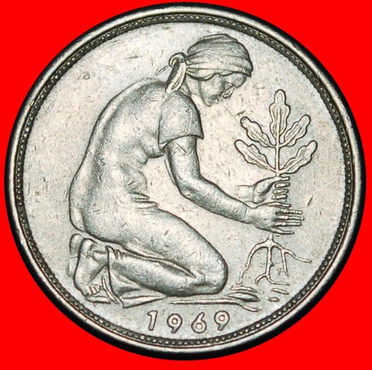 ⰆNOT COMMUNIST 1949-2001: GERMANY 50 PFENNIG 1969F DISCOVERY, Postzegels en Munten, Munten | Europa | Niet-Euromunten, Losse munt