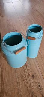 Set van 2 blauw-groene vazen, Ophalen, Overige materialen, Schaal, Rond