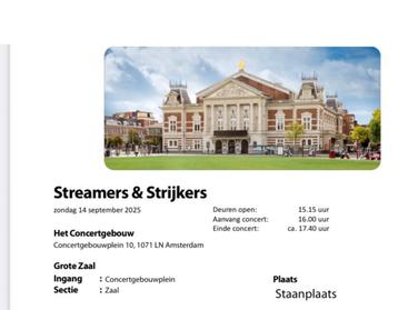 Twee staanplaatsen Streamers & strijkers zondag14 sept.2025 beschikbaar voor biedingen