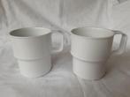 2 witte kunststof bekers met oor, Overige materialen, Overige typen, Ophalen of Verzenden, Zo goed als nieuw
