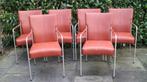 Bert Plantagie Style oranje/bruin leren stoelen., Huis en Inrichting, Stoelen, Vijf, Zes of meer stoelen, Design, Leer, Ophalen
